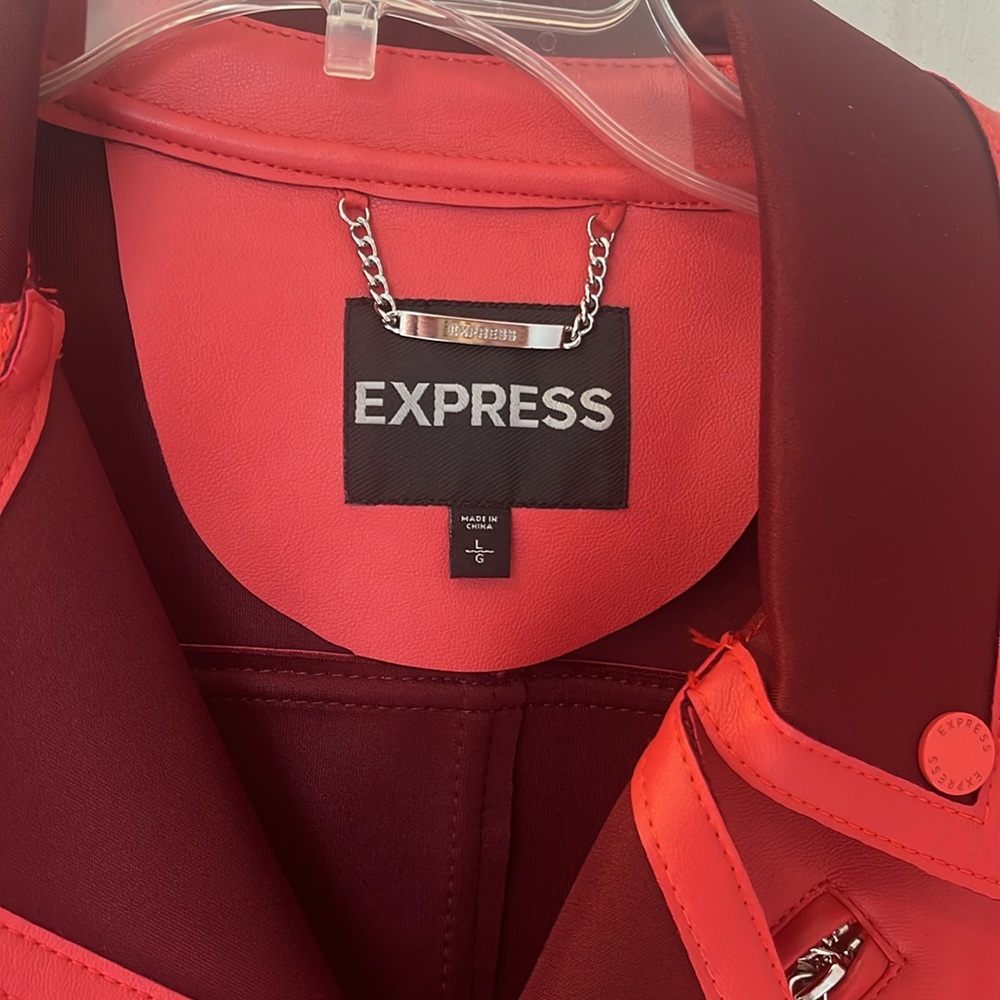 Never Worn. Express Pleather Red Jacket - image 2